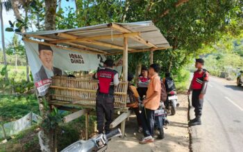 Jaga Kamtibmas, Samapta Polres Lobar Sosialisasikan KEMOS 110 di Kecamatan Gerung